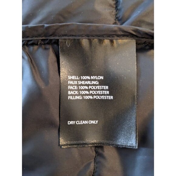 Tahari Black Selena Faux Shearling Trim Jacket Coat Size L Outdoor Winter Fall - Picture 14 of 14